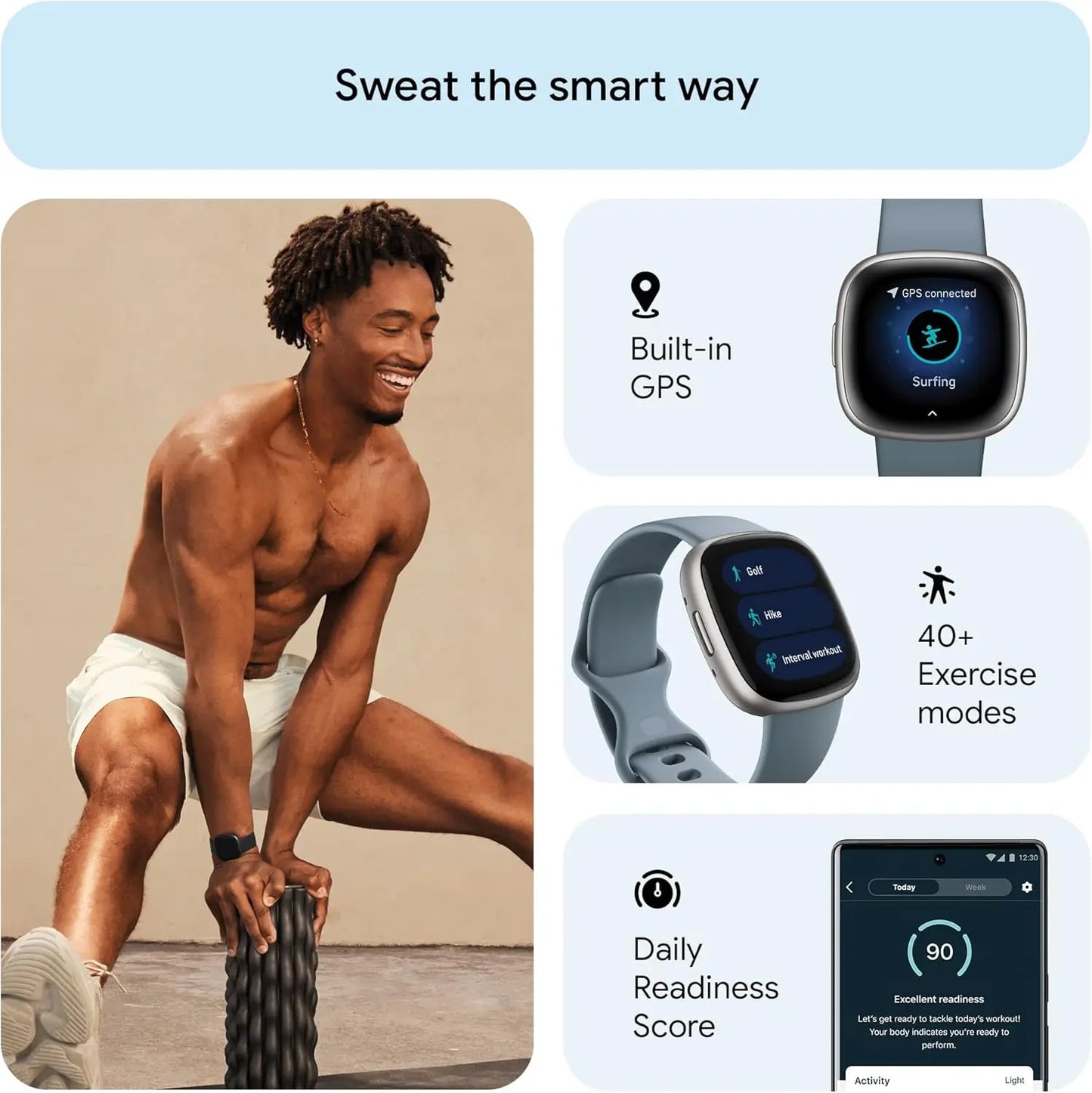 Fitbit Versa 4 Smartwatch GPS Fitness Tracker 24/7 Heart Rate SpO2 Sleep Monitor 50m Waterproof for Running Swimming Gym Outdoor
