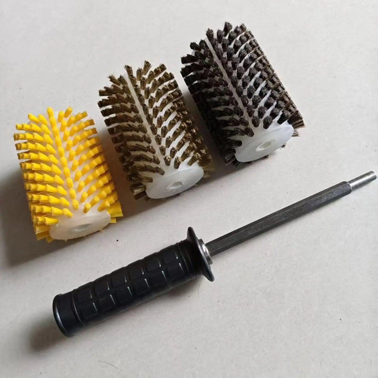 10/15/30cm Ski Brush Kit with Axle Handle Portable Snowboard Waxing Brush Set Nylon Copper Wire Brush Ski Maintenance Tool