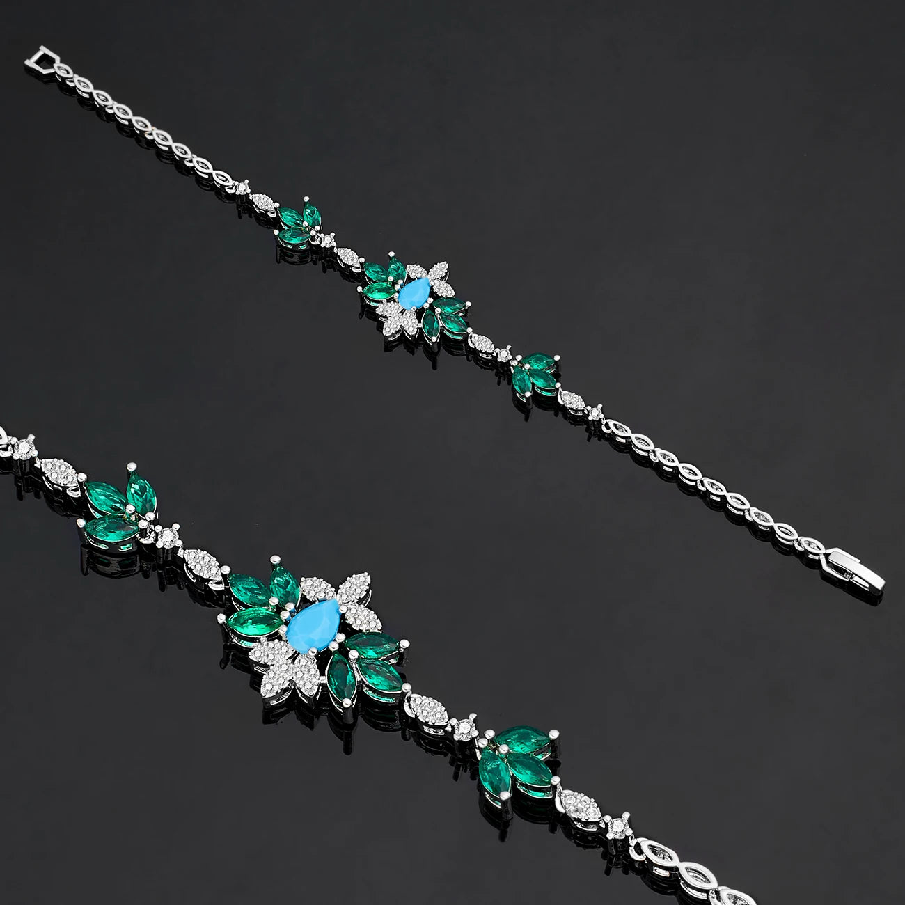 Tassel Turquoise Dubai Jewelry Sets for Wedding Birthday Party 4 Pieces Jewelry Necklace Set Bridal Accessories