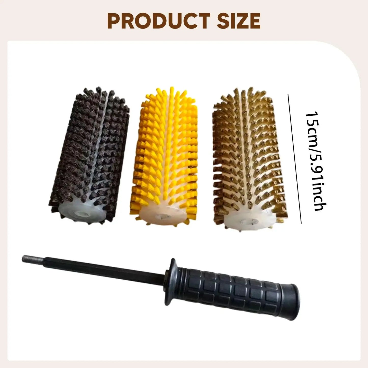 10/15/30cm Ski Brush Kit with Axle Handle Portable Snowboard Waxing Brush Set Nylon Copper Wire Brush Ski Maintenance Tool