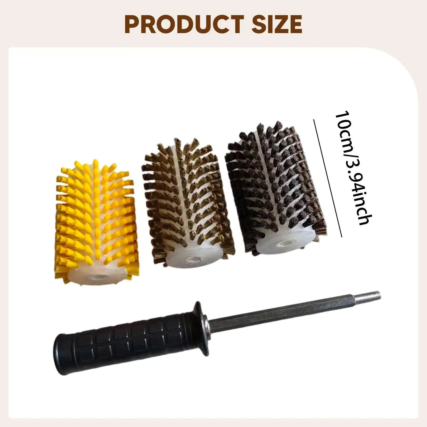 10/15/30cm Ski Brush Kit with Axle Handle Portable Snowboard Waxing Brush Set Nylon Copper Wire Brush Ski Maintenance Tool