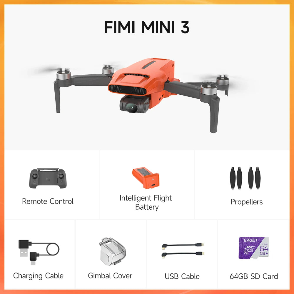 FIMI MINI 3 foldable drone 4K professional for adults with a camera 60fps 3-Axis Gimbal 245g 9km HD Trans GPS Auto Return