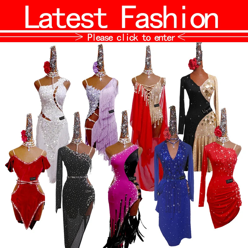 Pole Dancing Latin Dance Dress Steel Pipe Girl Costumes Skirt Performing Dress Adult Customize Children Stretch Velvet Wine  Red