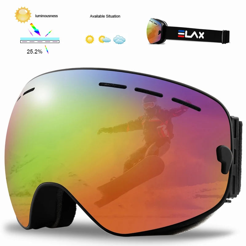 ELAX BRAND NEW Double Layers Anti-Fog Ski Goggles Snow Snowboard Glasses Snowmobile Eyewear Outdoor Sport Googles
