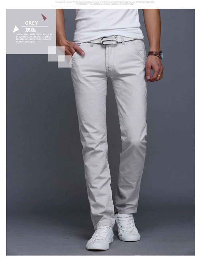 2024 Spring Autumn New Casual Pants Men Cotton Slim Fit Chinos Fashion Trousers Male Brand Clothing Plus Size 8 colour
