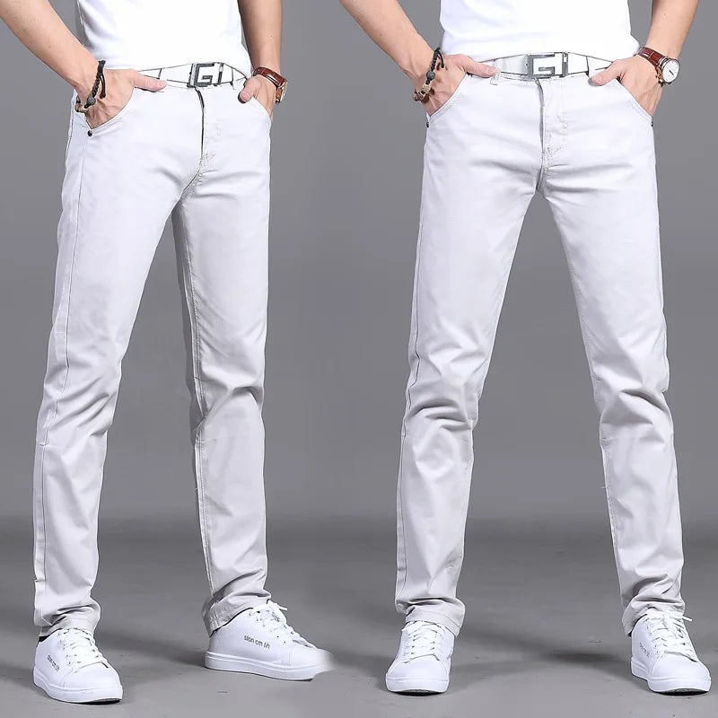 2024 Spring Autumn New Casual Pants Men Cotton Slim Fit Chinos Fashion Trousers Male Brand Clothing Plus Size 8 colour