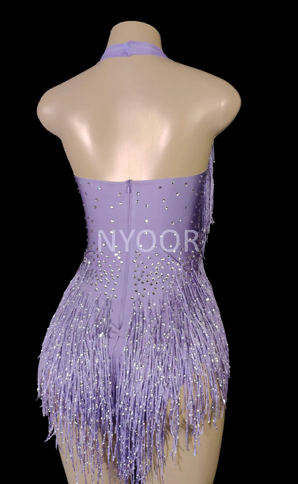 Sparkly Rhinestones Fringes Leotard Women Nightclub Party Outfit Dance Costume One-piece Stage Wear Sexy Performance Bodysuit