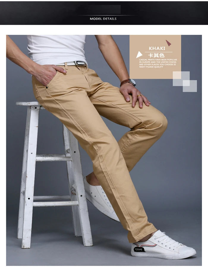 2024 Spring Autumn New Casual Pants Men Cotton Slim Fit Chinos Fashion Trousers Male Brand Clothing Plus Size 8 colour