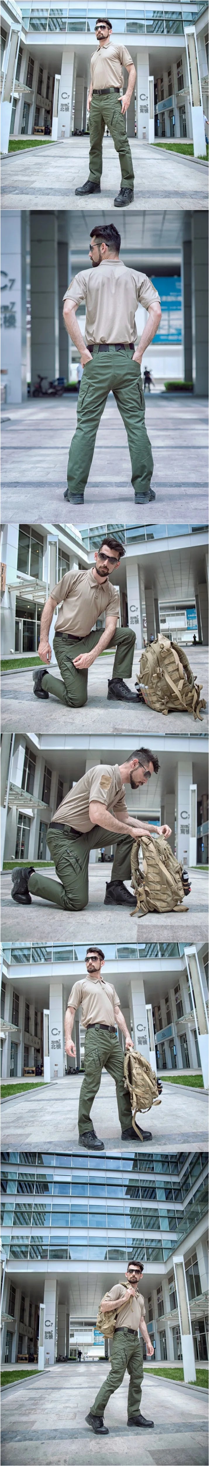 Mens Waterproof Cargo Pants Elastic Multiple Pocket SWAT Combat Trousers Outdoor Joggers Pant Tactical Hiking Hunting Pants Men
