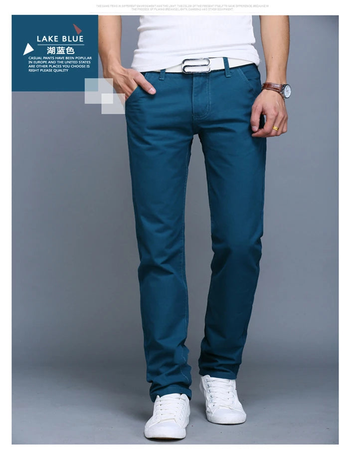2024 Spring Autumn New Casual Pants Men Cotton Slim Fit Chinos Fashion Trousers Male Brand Clothing Plus Size 8 colour