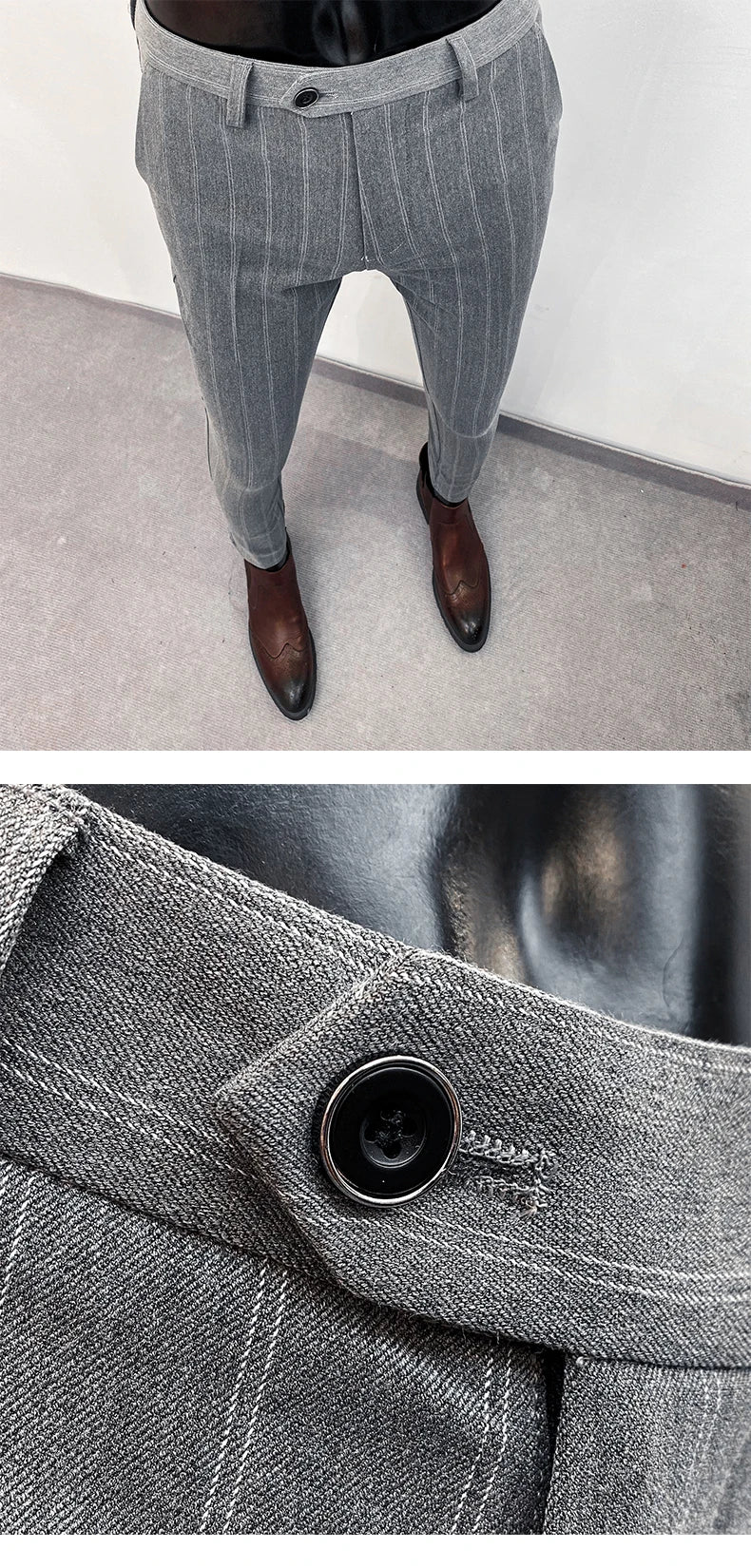 Men Suit Pants Hombre Pantalones 2026 Spring Stretch Slim Formal Trousers for Men Fashion Casual Stripe Dress Pants Men Clothing