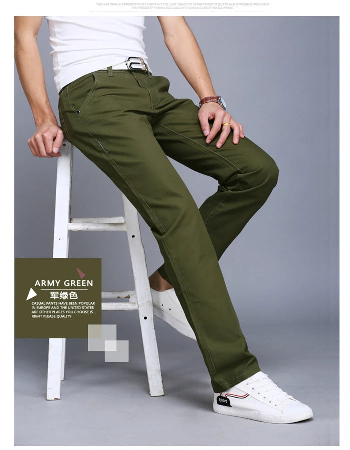 2024 Spring Autumn New Casual Pants Men Cotton Slim Fit Chinos Fashion Trousers Male Brand Clothing Plus Size 8 colour
