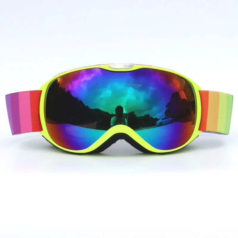 Children Ski Goggles Anti-fog Double Layer Big Spherical Skiing Glasses Kids Snowboard Winter Outdoor Sports Goggle for Age 4-14
