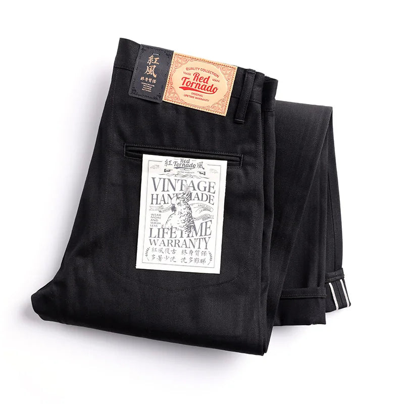 DN-0002 Rock Can Roll Vintage 14oz Indigo Selvage Stylish Trousers Mens Casual Chino Raw Denim Jean Pants Size 28-42