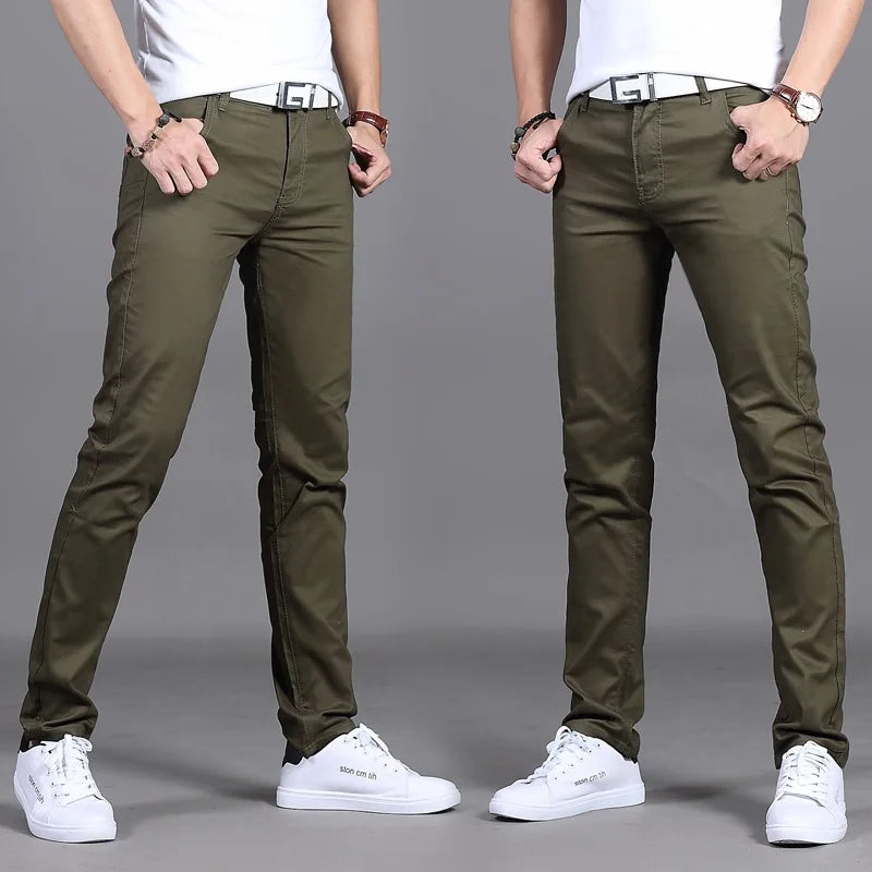 2024 Spring Autumn New Casual Pants Men Cotton Slim Fit Chinos Fashion Trousers Male Brand Clothing Plus Size 8 colour