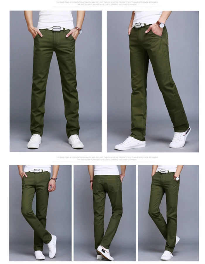 2024 Spring Autumn New Casual Pants Men Cotton Slim Fit Chinos Fashion Trousers Male Brand Clothing Plus Size 8 colour