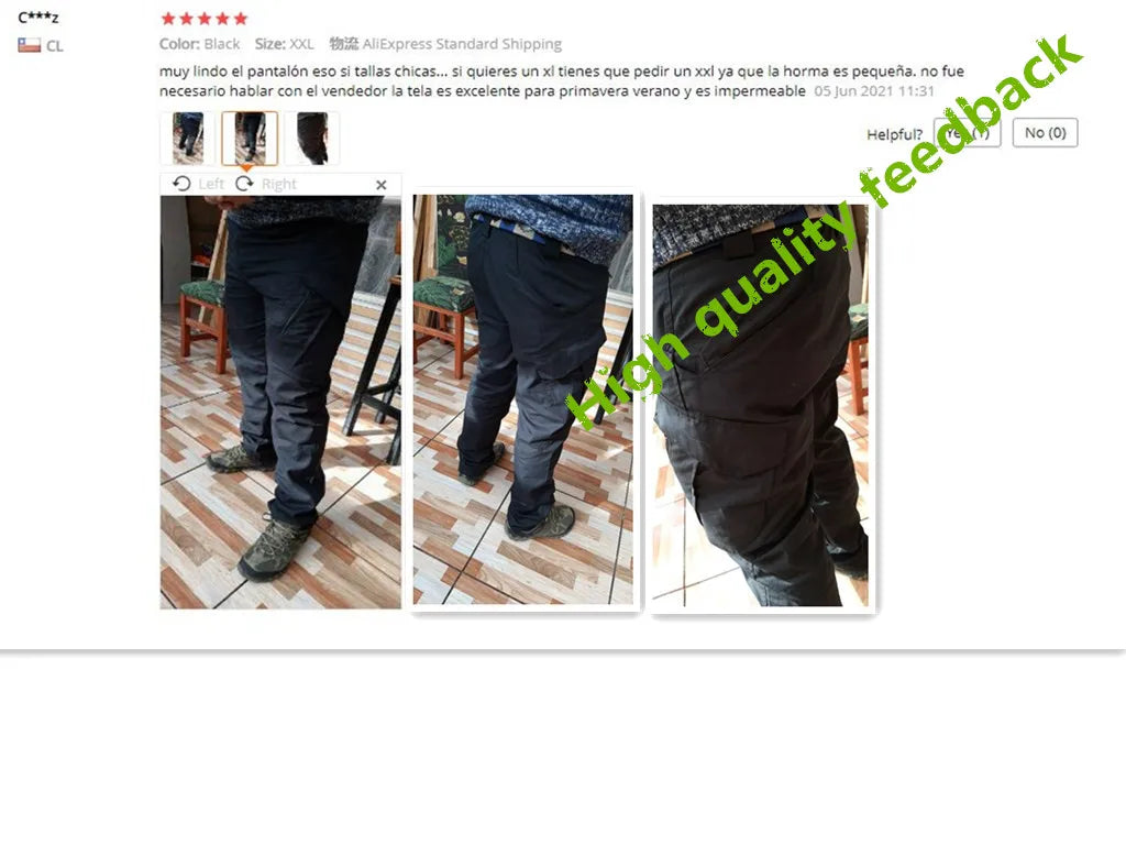 Mens Waterproof Cargo Pants Elastic Multiple Pocket SWAT Combat Trousers Outdoor Joggers Pant Tactical Hiking Hunting Pants Men