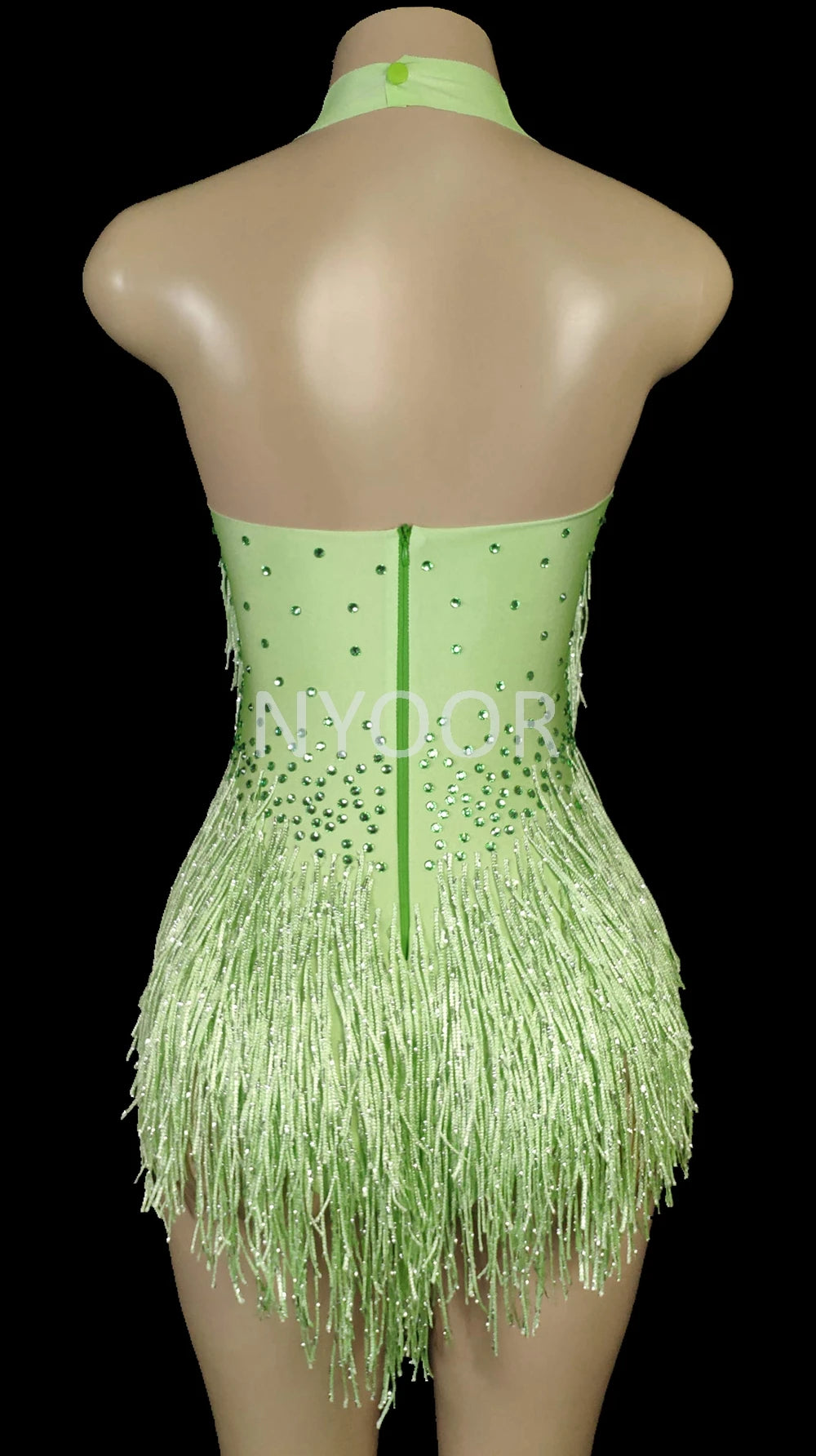 Sparkly Rhinestones Fringes Leotard Women Nightclub Party Outfit Dance Costume One-piece Stage Wear Sexy Performance Bodysuit