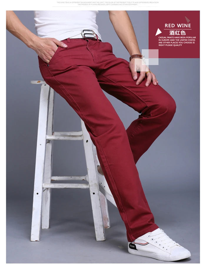 2024 Spring Autumn New Casual Pants Men Cotton Slim Fit Chinos Fashion Trousers Male Brand Clothing Plus Size 8 colour