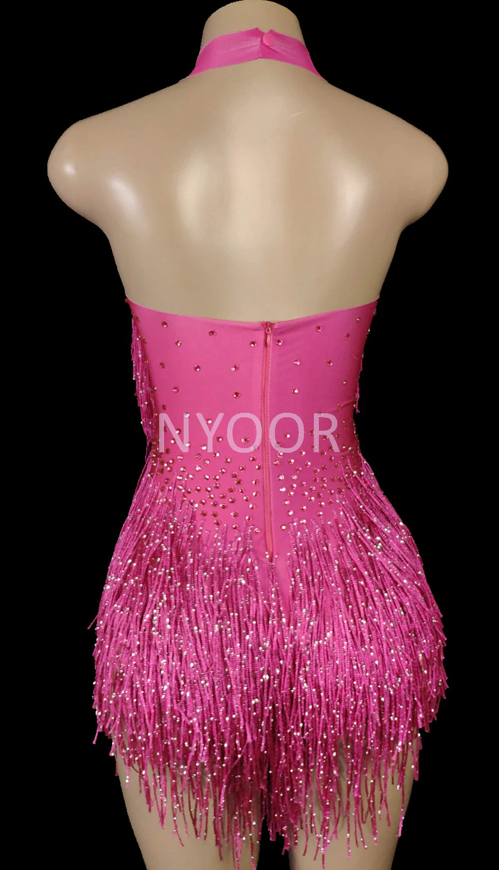 Sparkly Rhinestones Fringes Leotard Women Nightclub Party Outfit Dance Costume One-piece Stage Wear Sexy Performance Bodysuit