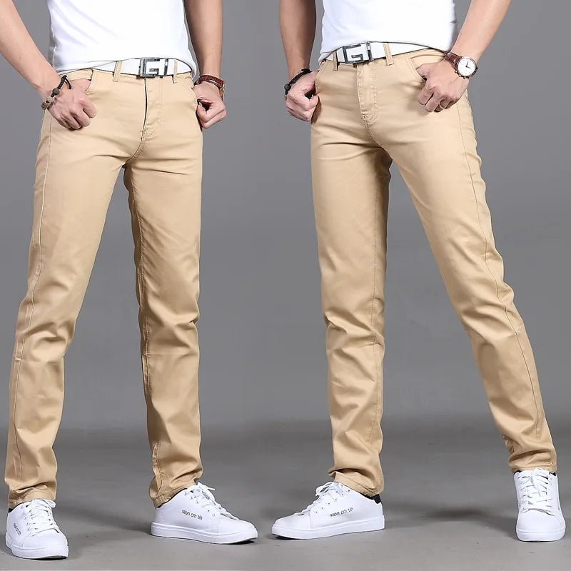2024 Spring Autumn New Casual Pants Men Cotton Slim Fit Chinos Fashion Trousers Male Brand Clothing Plus Size 8 colour