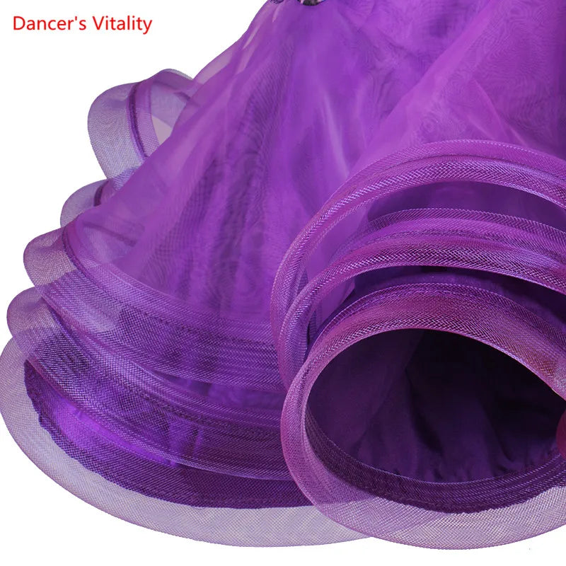 Latin Dance Dress V-Neck Wave Point Skirt Profession Custom Female Adult Child Elegant Performance Clothes Competition Clothing