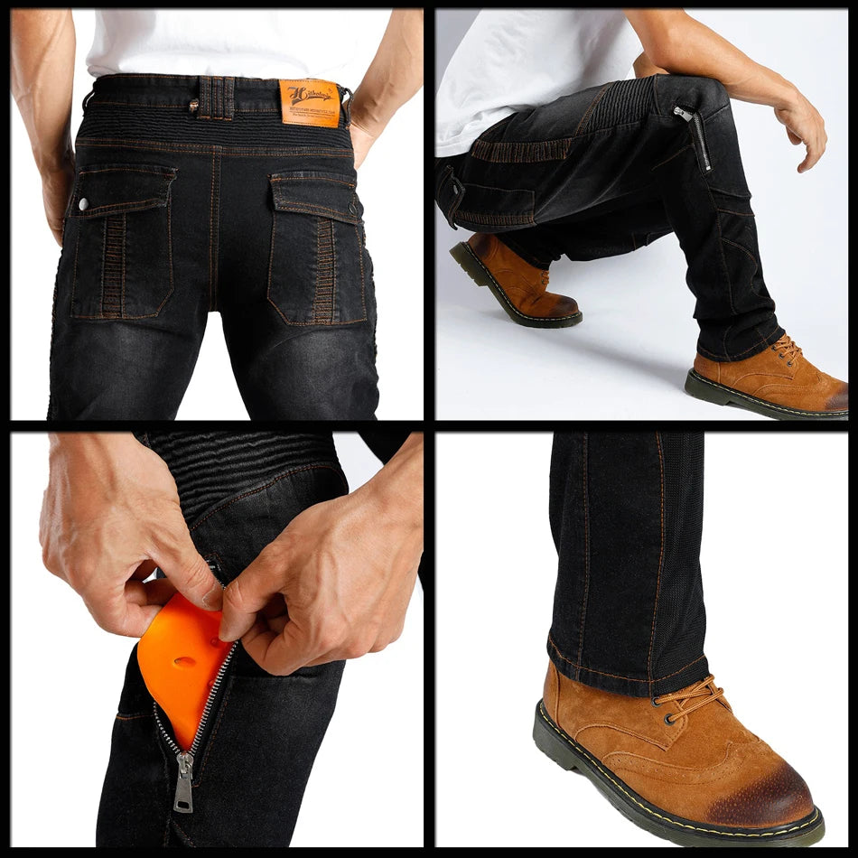 Kevlar Motorcycle Jeans Men Summer Riding Pants Blue Abrasion Resistant Windproof Dirt Bike Trousers Protective Gear