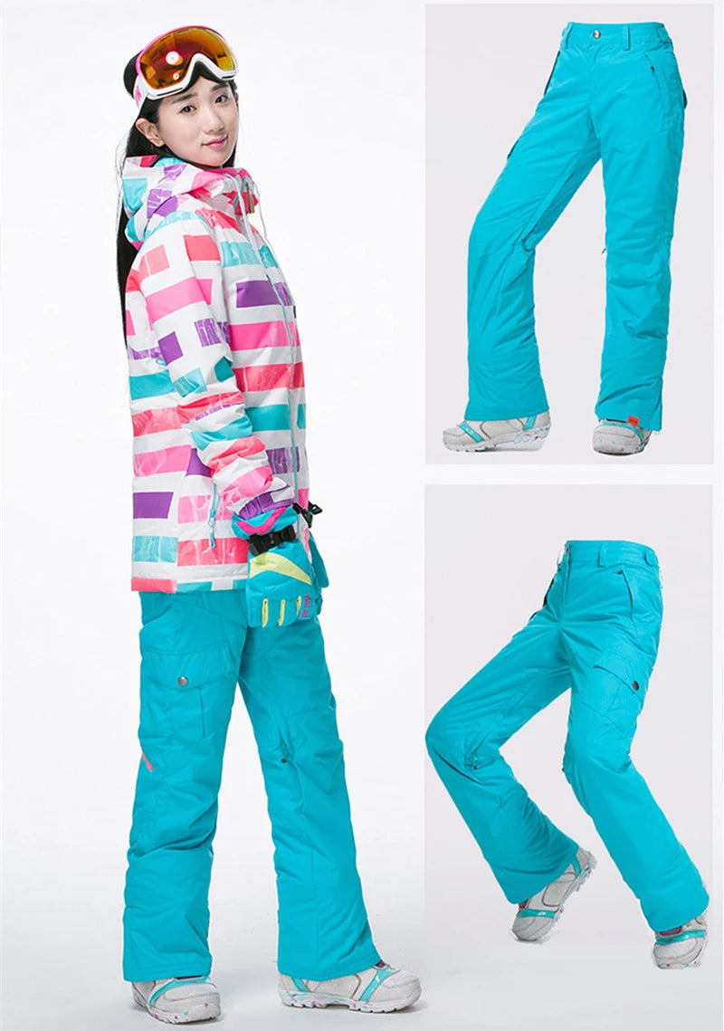 GSOU SNOW New Winter -35 degree Ski Pants Women Waterproof Snow Snowboard Pants Outdoor  Camping Women Trousers Punch pants
