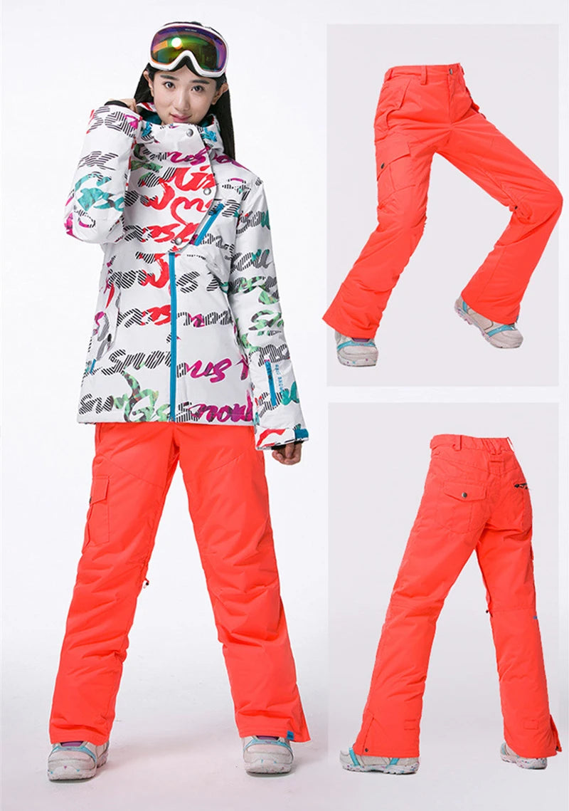 GSOU SNOW New Winter -35 degree Ski Pants Women Waterproof Snow Snowboard Pants Outdoor  Camping Women Trousers Punch pants