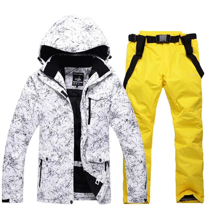 Thicken Warm Ski Suit for Men Windproof Waterproof Skiing Suits Male Snowboarding Jacket and Pants, Snow Overalls Winter New