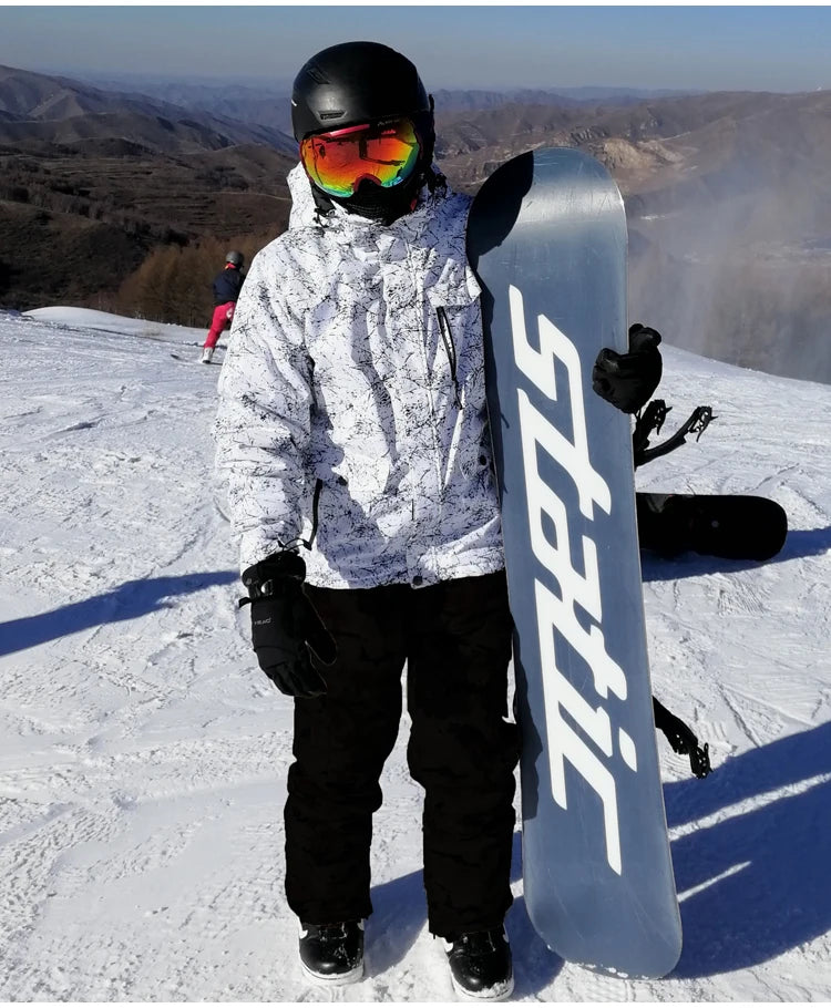 Thicken Warm Ski Suit for Men Windproof Waterproof Skiing Suits Male Snowboarding Jacket and Pants, Snow Overalls Winter New
