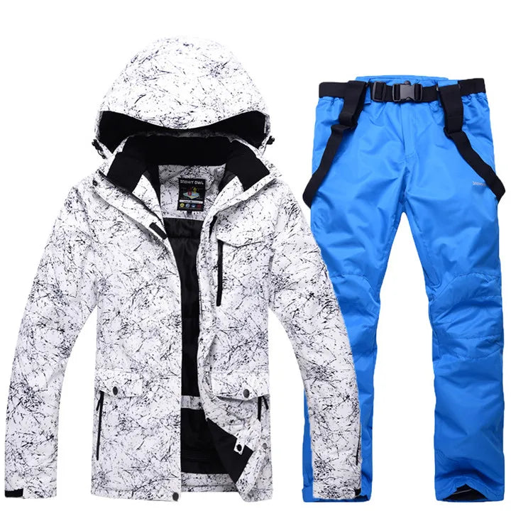 Thicken Warm Ski Suit for Men Windproof Waterproof Skiing Suits Male Snowboarding Jacket and Pants, Snow Overalls Winter New