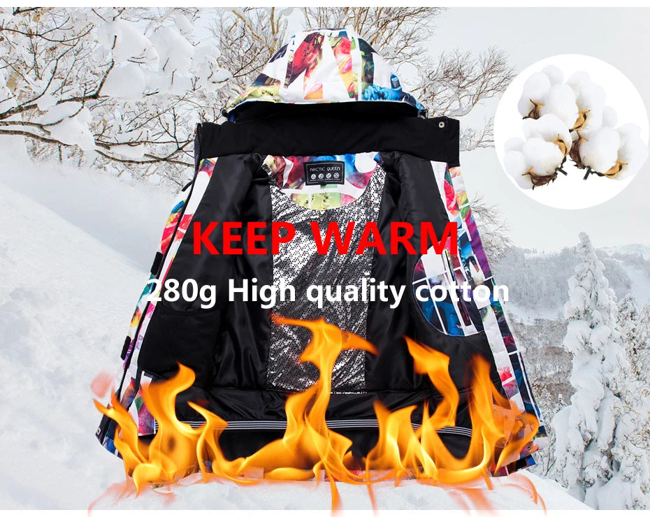 New Thick Warm Ski Suit Women Waterproof Windproof Skiing and Snowboarding Jacket Pants Set Female Snow Costumes Outdoor Wear