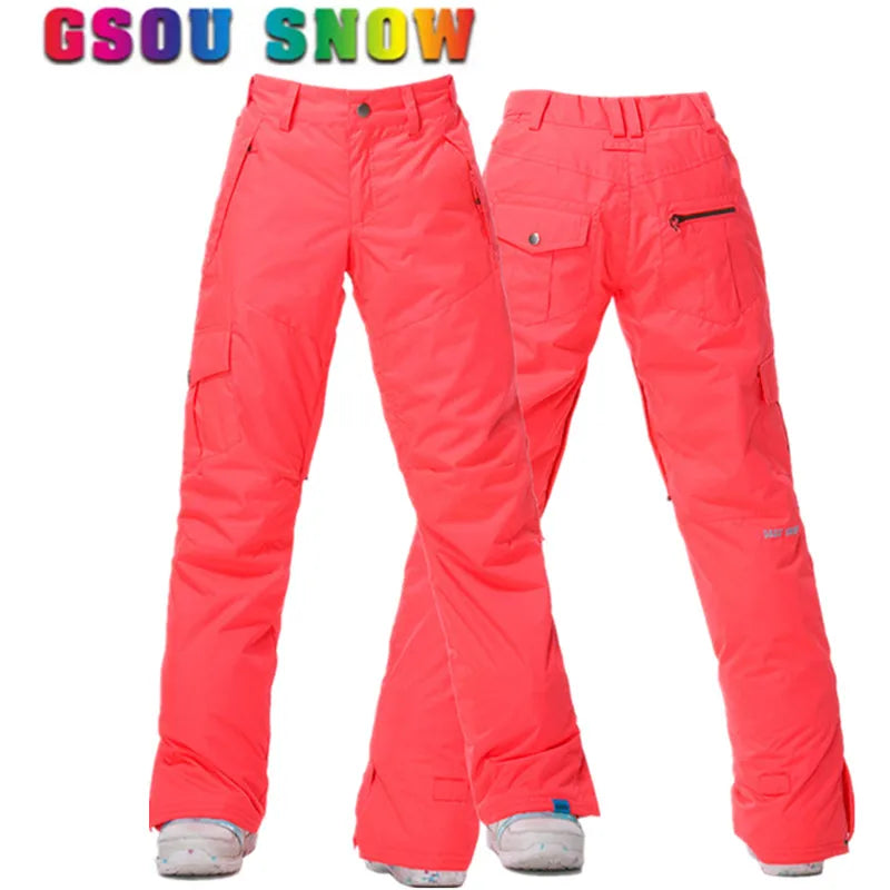 GSOU SNOW New Winter -35 degree Ski Pants Women Waterproof Snow Snowboard Pants Outdoor  Camping Women Trousers Punch pants