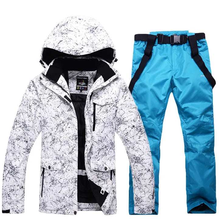 Thicken Warm Ski Suit for Men Windproof Waterproof Skiing Suits Male Snowboarding Jacket and Pants, Snow Overalls Winter New