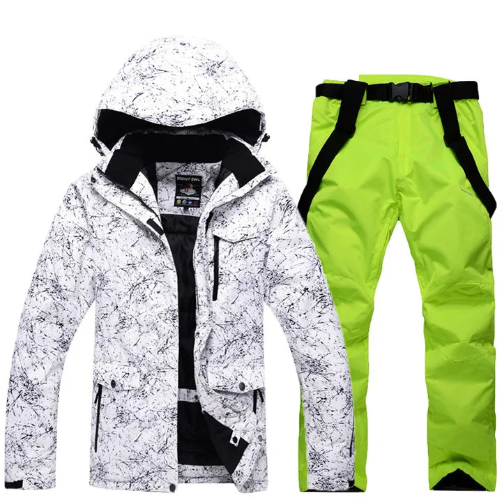 Thicken Warm Ski Suit for Men Windproof Waterproof Skiing Suits Male Snowboarding Jacket and Pants, Snow Overalls Winter New