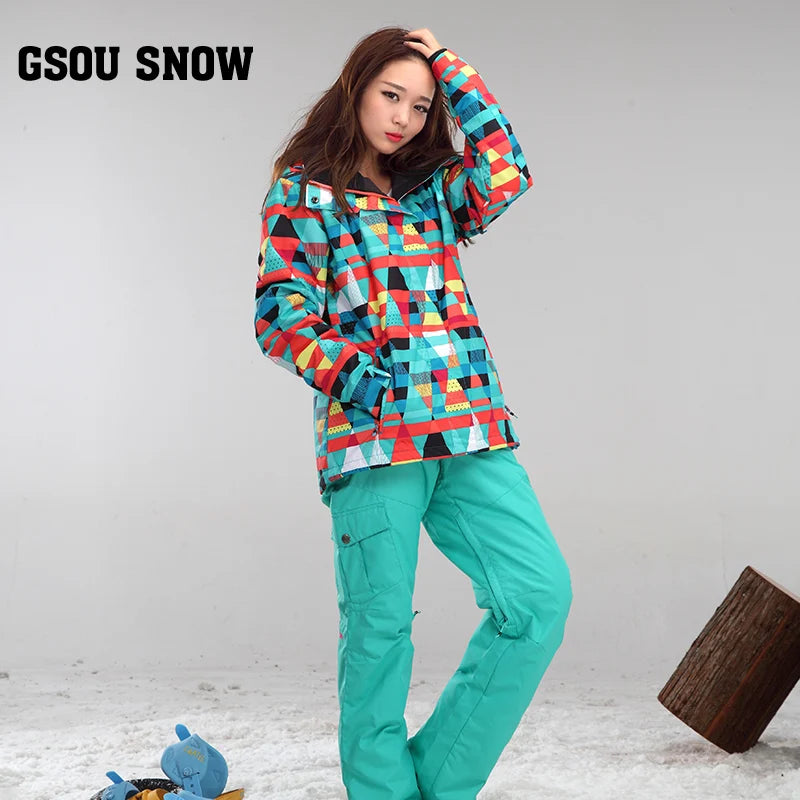 GSOU SNOW New Winter -35 degree Ski Pants Women Waterproof Snow Snowboard Pants Outdoor  Camping Women Trousers Punch pants
