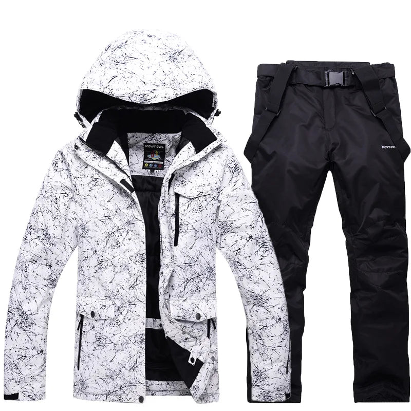 Thicken Warm Ski Suit for Men Windproof Waterproof Skiing Suits Male Snowboarding Jacket and Pants, Snow Overalls Winter New