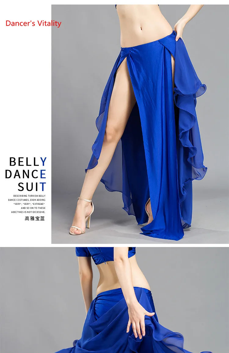 Wholesale Skirt Chiffon Sexy Split Dress for Women India Practice Skirt Women Belly Dance Skirt 6 Colors High Spilt Clothes