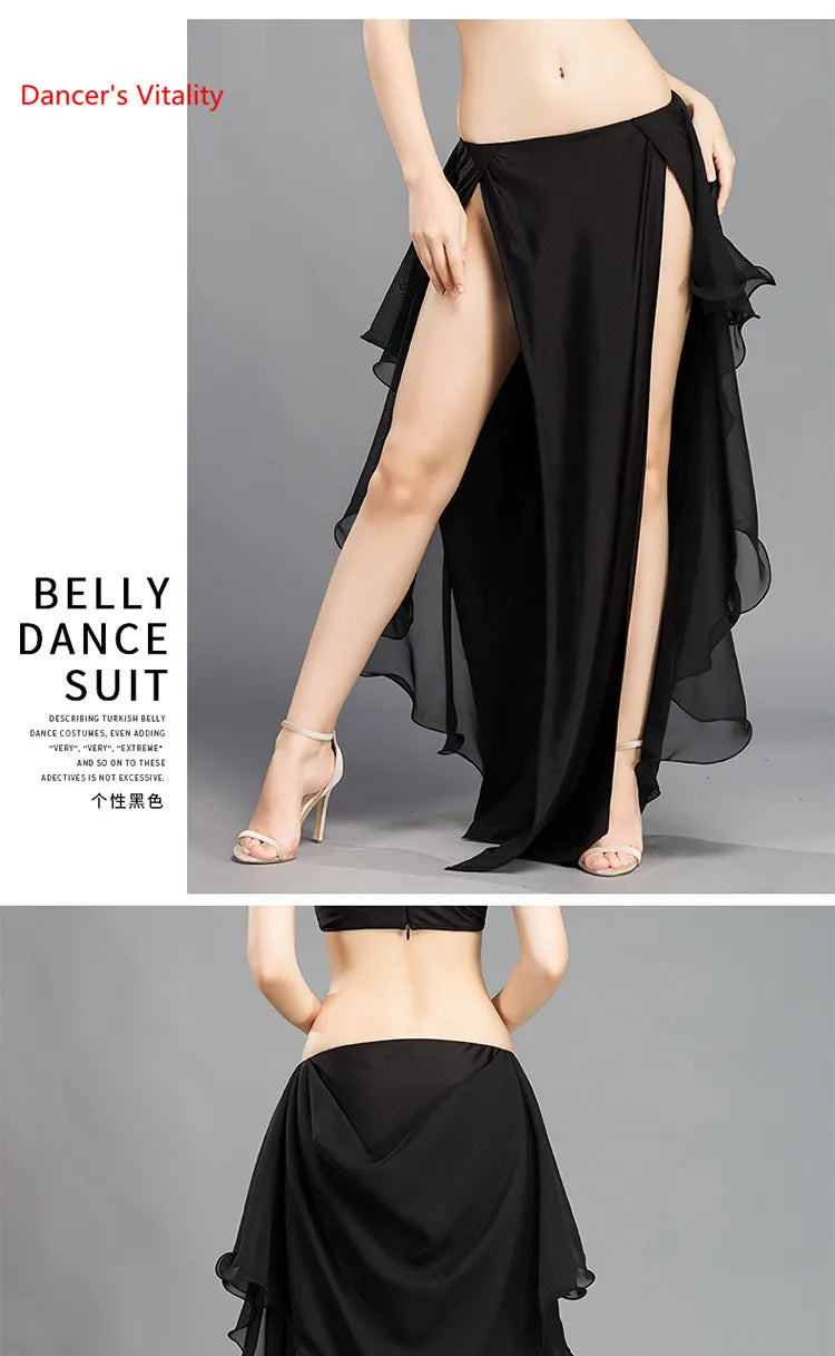Wholesale Skirt Chiffon Sexy Split Dress for Women India Practice Skirt Women Belly Dance Skirt 6 Colors High Spilt Clothes