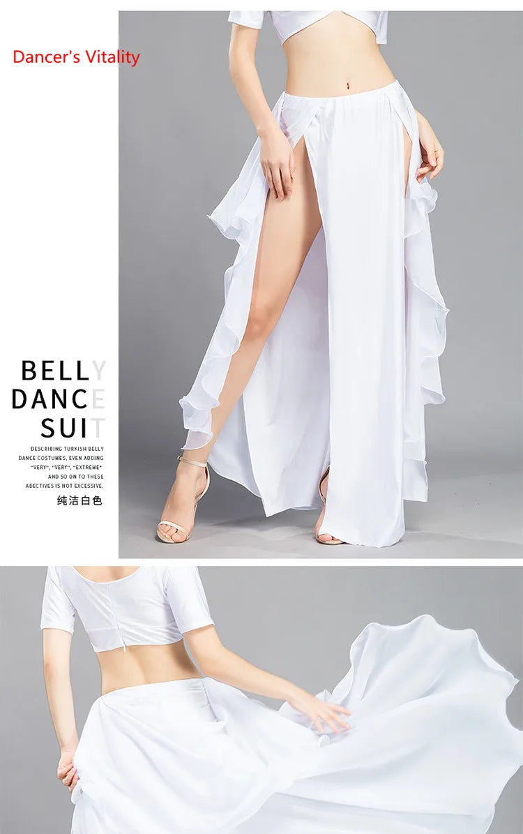 Wholesale Skirt Chiffon Sexy Split Dress for Women India Practice Skirt Women Belly Dance Skirt 6 Colors High Spilt Clothes