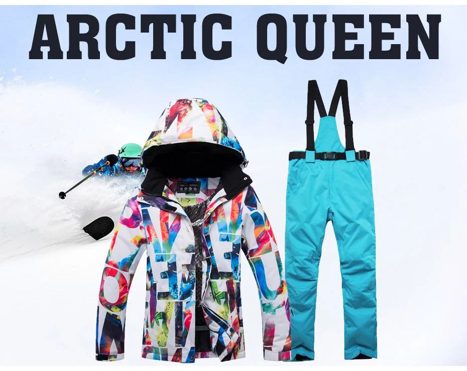 New Thick Warm Ski Suit Women Waterproof Windproof Skiing and Snowboarding Jacket Pants Set Female Snow Costumes Outdoor Wear