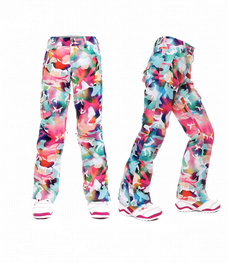 Gsou-Outdoor Hiking Trousers for Women, Snow Ski Pants, Waterproof, Free Breath, Long, Thick, Warm, Winter, New, 2024