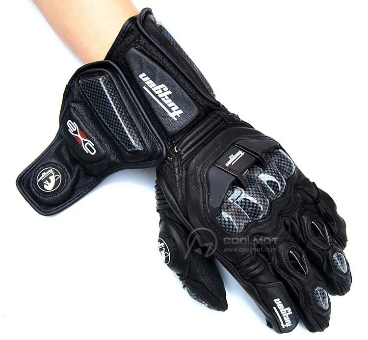 Men's Genuine Leather Motorcycle Gloves Carbon Fiber Safety Defense Motocross Gloves Touch-screen Outdoor Driving Guantes Moto