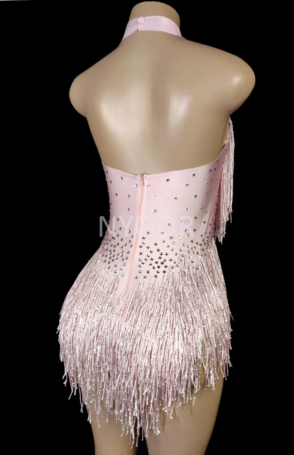 Sparkly Rhinestones Fringes Leotard Women Nightclub Party Outfit Dance Costume One-piece Stage Wear Sexy Performance Bodysuit