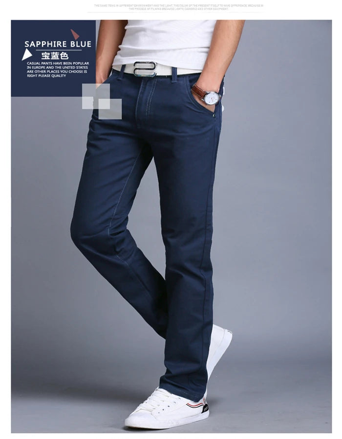 2024 Spring Autumn New Casual Pants Men Cotton Slim Fit Chinos Fashion Trousers Male Brand Clothing Plus Size 8 colour
