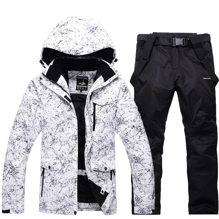 Thicken Warm Ski Suit for Men Windproof Waterproof Skiing Suits Male Snowboarding Jacket and Pants, Snow Overalls Winter New