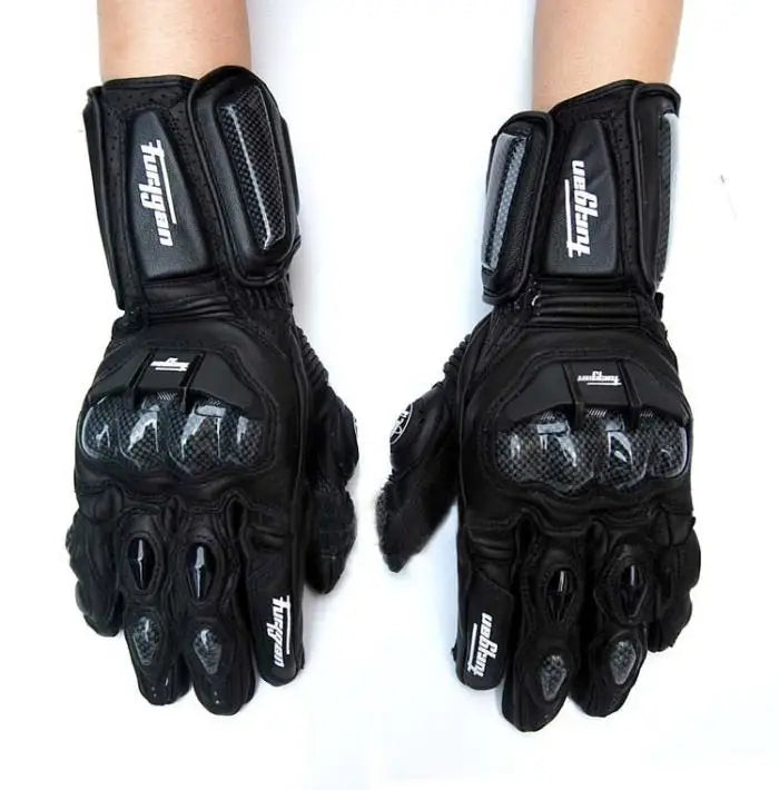 Men's Genuine Leather Motorcycle Gloves Carbon Fiber Safety Defense Motocross Gloves Touch-screen Outdoor Driving Guantes Moto