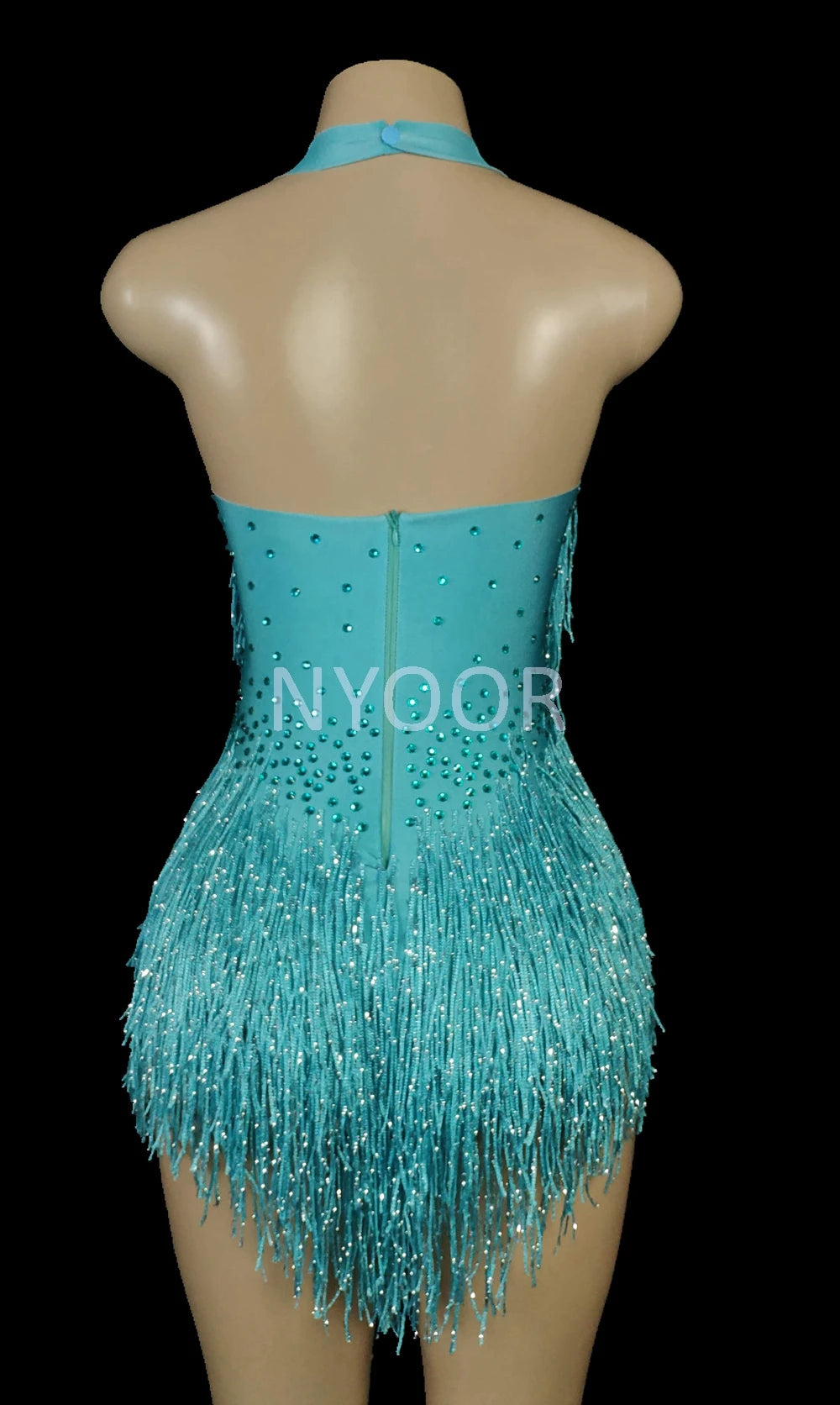Sparkly Rhinestones Fringes Leotard Women Nightclub Party Outfit Dance Costume One-piece Stage Wear Sexy Performance Bodysuit