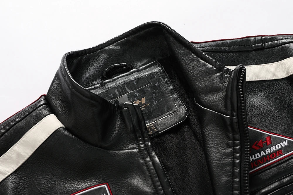Mens Vintage Motorcycle Jacket 2024 Men Fashion New Biker Leather Jacket Male Embroidery Bomber Coat Winter Fleece Pu Overcoat